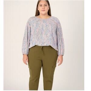 AFRM Women's Long Sleeve Balloon Blouse – Colorful Animal Print – Size Medium